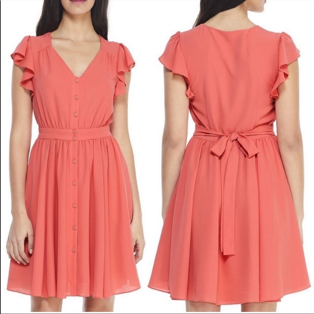 Gal Meets Glam Bree Ruffle Sleeve Dress Size 2 NEW